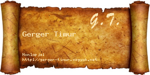 Gerger Timur névjegykártya